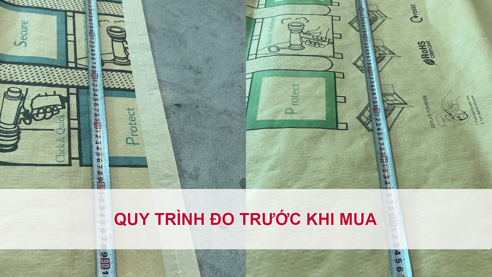 Quy trình đo trước khi mua túi khí chèn container 100x180cm